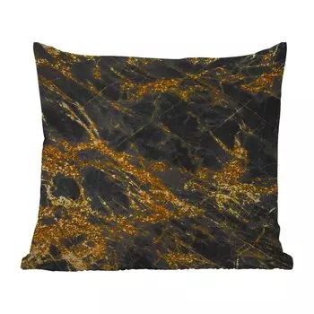 Уличная подушка MuchoWow - Мрамор - Золото - Черный - Шикарный - 50x50 см - Устойчивость к атмосферным воздействиям - Подушка для отдыха - Чехол на подушку - Хлопчатобумажная ткань - Декоративные чехлы на подушки, мультиколор