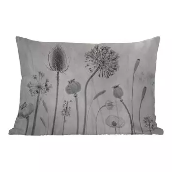 Уличная подушка MuchoWow - Натюрморт - Черный - Белый - Масляная краска - 60x40 см - Устойчивость к атмосферным воздействиям - Подушка для отдыха - Чехлы для подушек - Декоративные чехлы для подушек - Декоративные чехлы для подушек, мультиколор