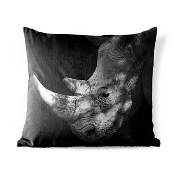 Уличная подушка MuchoWow - Носорог - Рог - Черный - Белый - 45x45 см - Устойчивость к атмосферным воздействиям - Подушка для отдыха - Чехлы для подушек - Декоративные чехлы для подушек - Декоративные чехлы для подушек, мультиколор
