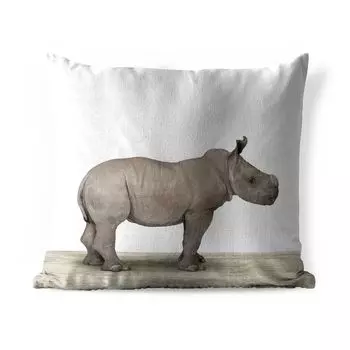 Уличная подушка MuchoWow - Носорог - Животные - Мальчики - Девочки - 60x60 см - Устойчивость к атмосферным воздействиям - Подушки для отдыха - Чехлы для подушек - Декоративные чехлы для подушек - Декоративные чехлы для подушек, мультиколор