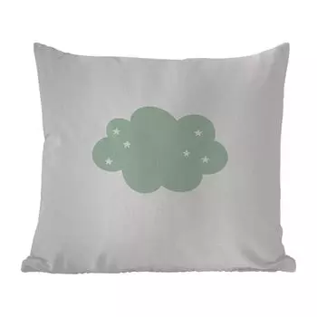 Уличная подушка MuchoWow - Облако - Девочки - Мальчики - Звезды - Пастель - Детский - 50x50 см - Устойчивость к атмосферным воздействиям - Подушка для отдыха - Чехол на подушку - Хлопчатобумажная ткань - Декоративные наволочки, мультиколор
