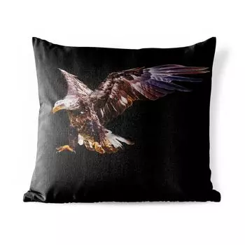 Уличная подушка MuchoWow — Орел — Птица — Черный — 40x40 см — Устойчивость к атмосферным воздействиям — Подушка для отдыха — Чехол на подушку — Хлопчатобумажная ткань — Декоративные чехлы на подушки, мультиколор