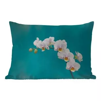 Уличная подушка MuchoWow - Орхидея - Цветы - Растения - Белый - Фиолетовый - 60x40 см - Устойчивость к атмосферным воздействиям - Подушки для отдыха - Чехлы для подушек - Декоративные чехлы для подушек - Декоративные чехлы для подушек, мультикол...