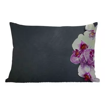 Уличная подушка MuchoWow - Орхидея - Цветы - Розовый - Флора - 50x30 см - Устойчивость к атмосферным воздействиям - Подушка для отдыха - Чехол на подушку - Хлопчатобумажная ткань - Декоративные наволочки, мультиколор