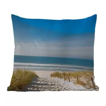 Уличная подушка MuchoWow - Пляж - Море - Дюна - Песок - Лето - 40x40 см - Защита от атмосферных воздействий - Подушка для отдыха - Чехол на подушку - Хлопчатобумажная ткань - Декоративные наволочки, мультиколор