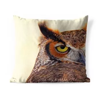 Уличная подушка MuchoWow — Половина лица коричневой совы — 50x50 см — Устойчивость к атмосферным воздействиям — Подушка для отдыха — Чехол на подушку — Хлопчатобумажная ткань — Декоративные чехлы на подушки, мультиколор