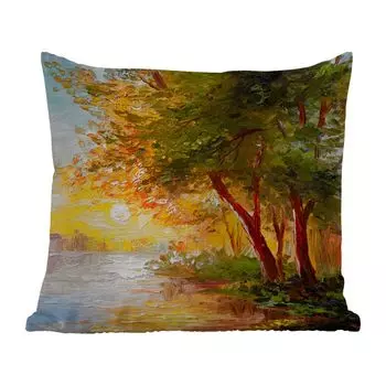 Уличная подушка MuchoWow - Природа - Картина - Дерево - Вода - 40x40 см - Устойчивость к атмосферным воздействиям - Подушка для отдыха - Чехол на подушку - Хлопчатобумажная ткань - Декоративные наволочки, мультиколор