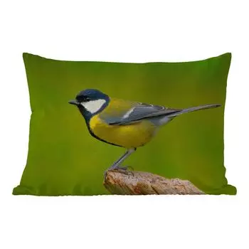 Уличная подушка MuchoWow - Птица - Большая синица - Животные - Зеленый - 60x40 см - Устойчивость к атмосферным воздействиям - Подушка для отдыха - Чехлы на подушки - Декоративные чехлы на подушки - Декоративные чехлы на подушки, мультиколор