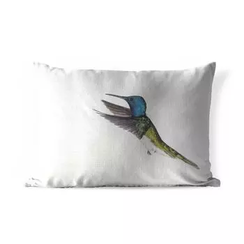 Уличная подушка MuchoWow - Птица - Колибри - Синий - Зеленый - 60x40 см - Устойчивость к атмосферным воздействиям - Подушка для отдыха - Чехлы для подушек - Декоративные чехлы для подушек - Декоративные чехлы для подушек, мультиколор