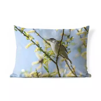 Уличная подушка MuchoWow — Птица на дереве — 50x30 см — Устойчивость к атмосферным воздействиям — Подушка для отдыха — Чехол на подушку — Хлопчатобумажная ткань — Декоративные чехлы на подушки, мультиколор