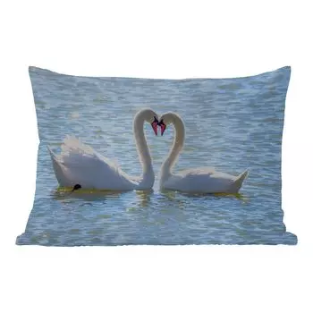 Уличная подушка MuchoWow - Птицы - Лебедь - Вода - Любовь - Солнце - 60x40 см - Устойчивость к атмосферным воздействиям - Подушка для отдыха - Чехлы для подушек - Декоративные чехлы для подушек - Декоративные чехлы для подушек, мультиколор