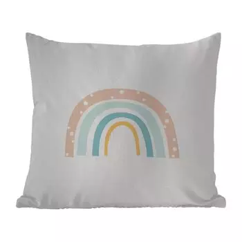 Уличная подушка MuchoWow - Радуга - Дети - Пастель - В горошек - Детские - 40x40 см - Устойчивость к атмосферным воздействиям - Подушка для отдыха - Чехол на подушку - Хлопчатобумажная ткань - Декоративные наволочки, мультиколор