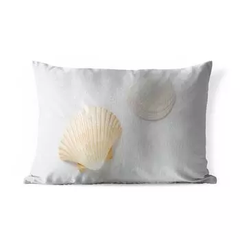 Уличная подушка MuchoWow - Раковина - Белый - Розовый - 60x40 см - Устойчивость к атмосферным воздействиям - Подушка для отдыха - Чехлы для подушек - Декоративные чехлы для подушек - Декоративные чехлы для подушек, мультиколор