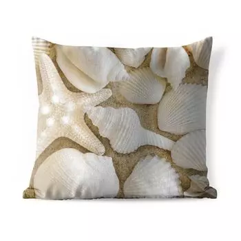 Уличная подушка MuchoWow - Раковина - Пляж - Белый - 60x60 см - Устойчивость к атмосферным воздействиям - Подушка для отдыха - Чехлы для подушек - Декоративные чехлы для подушек - Декоративные чехлы для подушек, мультиколор