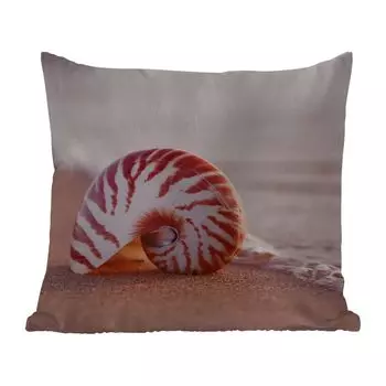 Уличная подушка MuchoWow - Раковина - Пляж - Море - Песок - 40x40 см - Устойчивость к атмосферным воздействиям - Подушка для отдыха - Чехол на подушку - Хлопчатобумажная ткань - Декоративные наволочки, мультиколор