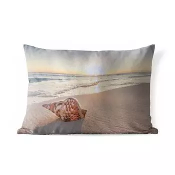 Уличная подушка MuchoWow - Раковина - Пляж - Небо - 50x30 см - Устойчивость к атмосферным воздействиям - Подушка для отдыха - Чехол на подушку - Хлопчатобумажная ткань - Декоративные чехлы на подушки, мультиколор