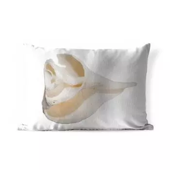 Уличная подушка MuchoWow - Раковина - Половина - Белый - 50x30 см - Устойчивость к атмосферным воздействиям - Подушка для отдыха - Чехол на подушку - Хлопчатобумажная ткань - Декоративные наволочки, мультиколор