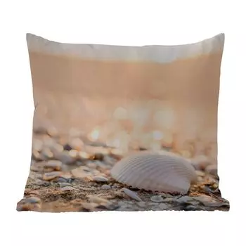 Уличная подушка MuchoWow - Ракушки - Белый - Пляж - Лето - 50x50 см - Устойчивость к атмосферным воздействиям - Подушка для отдыха - Чехол на подушку - Хлопчатобумажная ткань - Декоративные наволочки, мультиколор