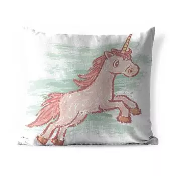 Уличная подушка MuchoWow — Рисунок единорога для детей — 50x50 см — Устойчивость к атмосферным воздействиям — Подушка для отдыха — Чехол на подушку — Хлопчатобумажная ткань — Декоративные чехлы на подушки, мультиколор