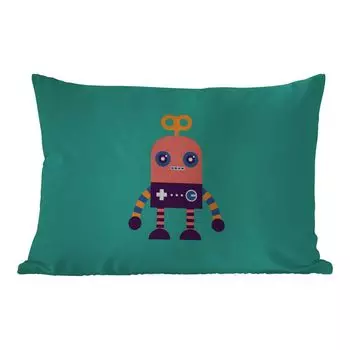 Уличная подушка MuchoWow - Робот - Игрушка - Лицо - Розовый - Мальчики - Дети - 50x30 см - Устойчивость к атмосферным воздействиям - Подушка для отдыха - Чехол на подушку - Хлопчатобумажная ткань - Декоративные наволочки, мультиколор
