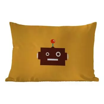 Уличная подушка MuchoWow — Робот — Лицо — Антенна — Желтый — Мальчики — Дети — 50x30 см — Устойчивость к атмосферным воздействиям — Подушка для отдыха — Чехол на подушку — Хлопчатобумажная ткань — Декоративные наволочки, мультиколор