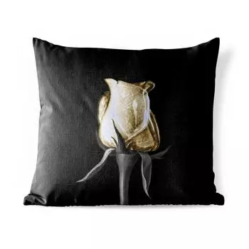 Уличная подушка MuchoWow - Розы - Цветы - Золото - Черный - 50x50 см - Устойчивость к атмосферным воздействиям - Подушка для отдыха - Чехол на подушку - Хлопчатобумажная ткань - Декоративные наволочки, мультиколор