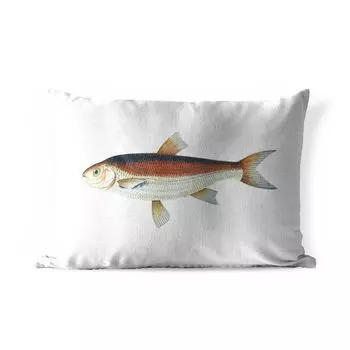 Уличная подушка MuchoWow - Рыба - Карп - Реализм - 50x30 см - Устойчивость к атмосферным воздействиям - Подушка для отдыха - Чехол на подушку - Хлопчатобумажная ткань - Декоративные наволочки, мультиколор