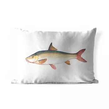 Уличная подушка MuchoWow - Рыба - Реализм - Акула - 50x30 см - Устойчивость к атмосферным воздействиям - Подушка для отдыха - Чехол на подушку - Хлопчатобумажная ткань - Декоративные наволочки, мультиколор
