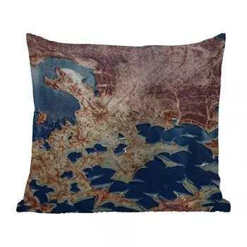 Уличная подушка MuchoWow - Ржавчина - Синий - Желтый - 40x40 см - Устойчивость к атмосферным воздействиям - Подушка для отдыха - Чехол на подушку - Хлопчатобумажная ткань - Декоративные чехлы на подушки, мультиколор