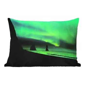 Уличная подушка MuchoWow - Северное сияние - Море - Исландия - 60x40 см - Устойчивость к атмосферным воздействиям - Подушка для отдыха - Чехлы для подушек - Декоративные чехлы для подушек - Декоративные чехлы для подушек, мультиколор