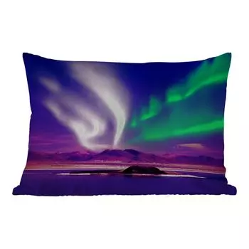 Уличная подушка MuchoWow - Северное сияние - Снег - Природа - 60x40 см - Устойчивость к атмосферным воздействиям - Подушка для отдыха - Чехлы для подушек - Декоративные чехлы для подушек - Декоративные чехлы для подушек, мультиколор