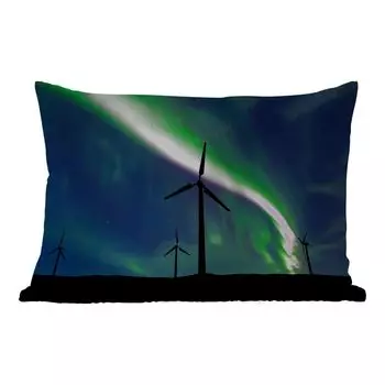 Уличная подушка MuchoWow — Северное сияние — Вертушка — Фиолетовый — 50x30 см — Устойчивость к атмосферным воздействиям — Подушка для отдыха — Чехол на подушку — Хлопчатобумажная ткань — Декоративные наволочки, мультиколор