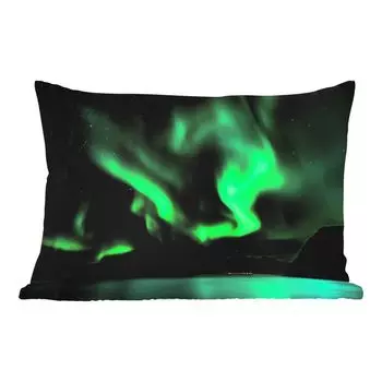 Уличная подушка MuchoWow - Северное сияние - Вода - Норвегия - 50x30 см - Устойчивость к атмосферным воздействиям - Подушка для отдыха - Чехол на подушку - Хлопчатобумажная ткань - Декоративные наволочки, мультиколор