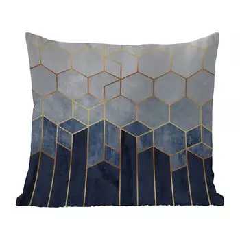 Уличная подушка MuchoWow - Шестиугольник - Золото - Трафареты - 40x40 см - Устойчивость к атмосферным воздействиям - Подушка для отдыха - Чехол на подушку - Хлопчатобумажная ткань - Декоративные чехлы на подушки, мультиколор