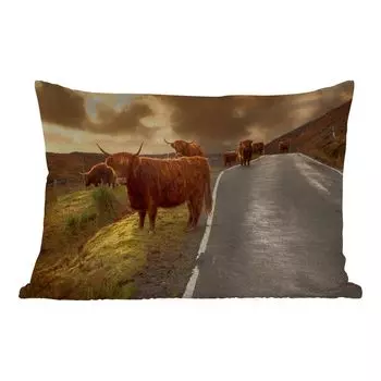 Уличная подушка MuchoWow - Шотландские горцы - Небо - Улица - 60x40 см - Устойчивость к атмосферным воздействиям - Подушка для отдыха - Чехлы для подушек - Декоративные чехлы для подушек - Декоративные чехлы для подушек, мультиколор