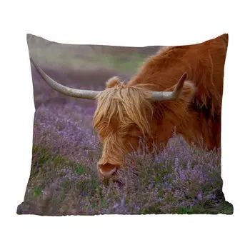 Уличная подушка MuchoWow - Шотландский горец - Животные - Пустошь - 45x45 см - Устойчивость к атмосферным воздействиям - Подушка для отдыха - Чехлы для подушек - Декоративные чехлы для подушек - Декоративные чехлы для подушек, мультиколор