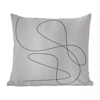 Уличная подушка MuchoWow - Штриховые рисунки - Минимализм - Абстракция - 45x45 см - Устойчивость к атмосферным воздействиям - Подушка для отдыха - Чехлы для подушек - Декоративные чехлы для подушек - Декоративные чехлы для подушек, мультиколор