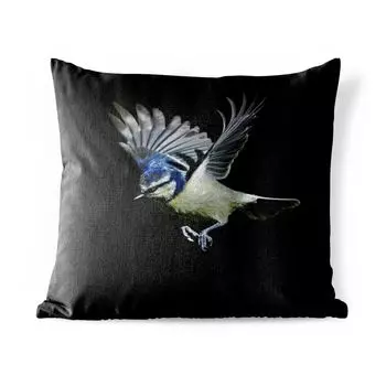 Уличная подушка MuchoWow - Синица - Птица - Черный - 45x45 см - Устойчивость к атмосферным воздействиям - Подушка для отдыха - Чехлы для подушек - Декоративные чехлы для подушек - Декоративные чехлы для подушек, мультиколор