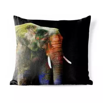 Уличная подушка MuchoWow - Слон - Цвета - Животное - 45x45 см - Устойчивость к атмосферным воздействиям - Подушка для отдыха - Чехлы для подушек - Декоративные чехлы для подушек - Декоративные чехлы для подушек, мультиколор