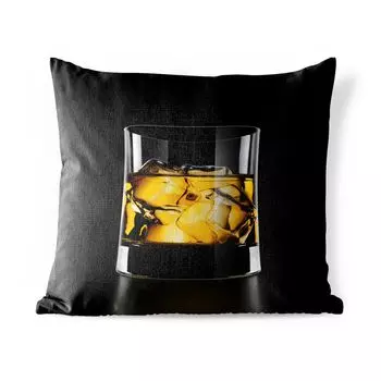 Уличная подушка MuchoWow - Стакан с виски - 60x60 см - Устойчивость к атмосферным воздействиям - Подушка для отдыха - Чехлы для подушек - Декоративные чехлы для подушек - Декоративные чехлы для подушек, мультиколор