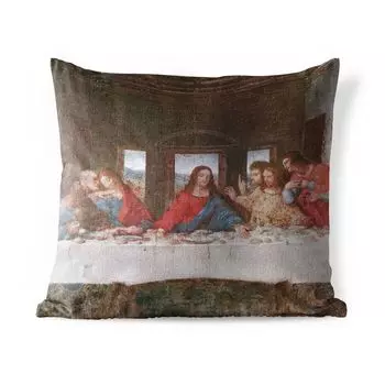 Уличная подушка MuchoWow - Тайная вечеря - Леонардо да Винчи - 50x50 см - Устойчивость к атмосферным воздействиям - Подушка для отдыха - Чехол на подушку - Хлопчатобумажная ткань - Декоративные наволочки, мультиколор