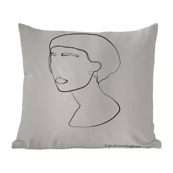 Уличная подушка MuchoWow — Текст — Для женщин — Линейные рисунки — Цитаты — 40x40 см — Устойчивость к атмосферным воздействиям — Подушка для отдыха — Чехол на подушку — Хлопчатобумажная ткань — Декоративные наволочки, мультиколор