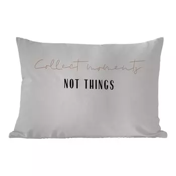 Уличная подушка MuchoWow - Текст - Собирайте моменты, а не вещи - Цитаты - 60x40 см - Устойчивость к атмосферным воздействиям - Подушка для отдыха - Чехлы для подушек - Декоративные чехлы для подушек - Декоративные чехлы для подушек, мультиколор