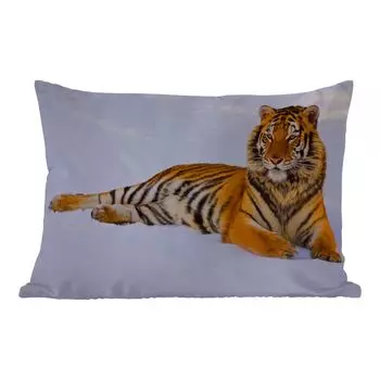 Уличная подушка MuchoWow - Тигр - Снег - Зима - Животные - 60x40 см - Защита от атмосферных воздействий - Подушка для отдыха - Чехлы для подушек - Декоративные чехлы для подушек - Декоративные чехлы для подушек, мультиколор