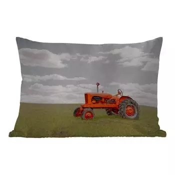Уличная подушка MuchoWow - Трактор - Колеса - Винтаж - 50x30 см - Устойчивость к атмосферным воздействиям - Подушка для отдыха - Чехол на подушку - Хлопчатобумажная ткань - Декоративные чехлы на подушки, мультиколор