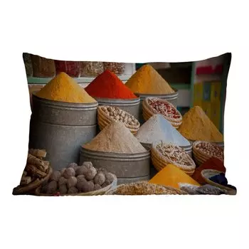 Уличная подушка MuchoWow — Травы — Глина — Специи — Желтый — Коричневый — 50x30 см — Устойчивость к атмосферным воздействиям — Подушка для отдыха — Чехол на подушку — Хлопчатобумажная ткань — Декоративные наволочки, мультиколор