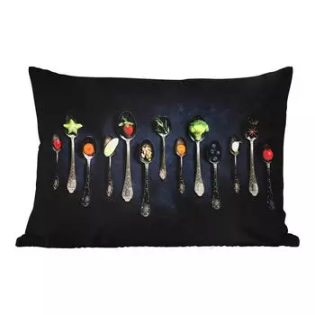 Уличная подушка MuchoWow - Травы - Ложки - Серебро - Специи - Промышленные - 60x40 см - Устойчивы к атмосферным воздействиям - Подушки для отдыха - Чехлы для подушек - Декоративные чехлы для подушек - Декоративные чехлы для подушек, мультиколор