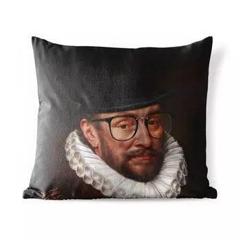 Уличная подушка MuchoWow - Уильям Оранский - Искусство - Очки - 40x40 см - Устойчивость к атмосферным воздействиям - Подушка для отдыха - Чехол на подушку - Хлопчатобумажная ткань - Декоративные наволочки, мультиколор