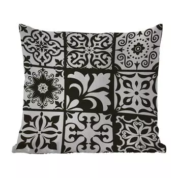 Уличная подушка MuchoWow - Узор - Черный - Белый - Цветы - Абстракция - 40x40 см - Устойчивость к атмосферным воздействиям - Подушка для отдыха - Чехол на подушку - Хлопчатобумажная ткань - Декоративные наволочки, мультиколор