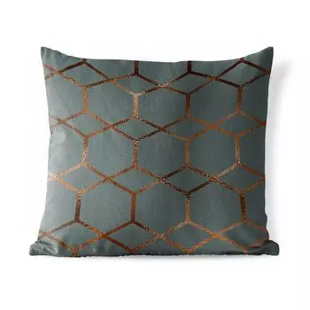 Уличная подушка MuchoWow - Узор - Роскошь - Синий - Бронза - 40x40 см - Устойчивость к атмосферным воздействиям - Подушка для отдыха - Чехол на подушку - Хлопчатобумажная ткань - Декоративные наволочки, мультиколор